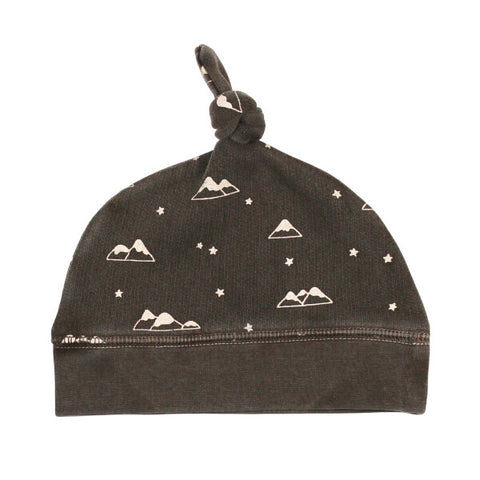 L'oved Baby - Organic Cozy Top-Knot Hat - Bark Mountains