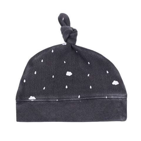 L'oved Baby - Organic Cozy Top-Knot Hat - Coal Clouds