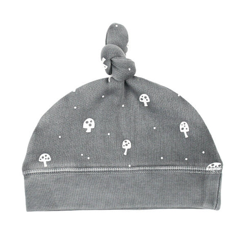 L'oved Baby - Organic Cozy Top-Knot Hat - Mist Mushrooms