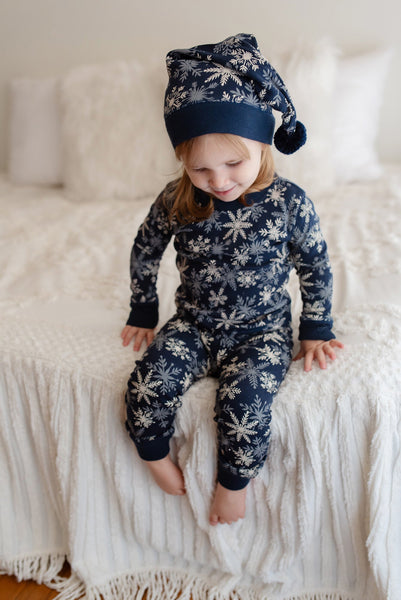 L'oved Baby - Kids' Organic Holiday PJ & Cap Set - Snowflakes