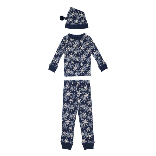 L'oved Baby - Kids' Organic Holiday PJ & Cap Set - Snowflakes