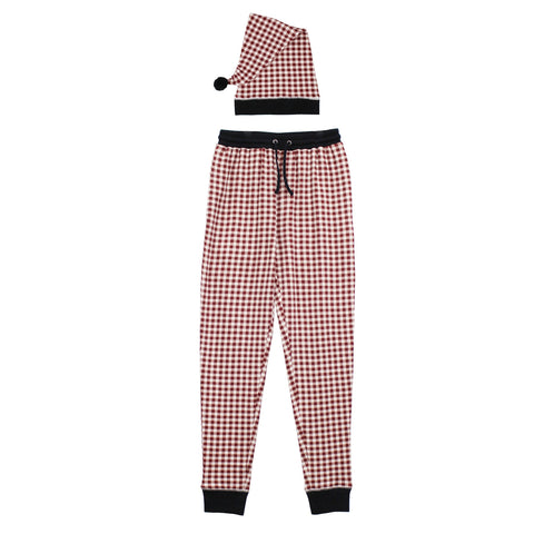 L'oved Baby - Organic Holiday Jogger & Cap Set - Crimson Plaid