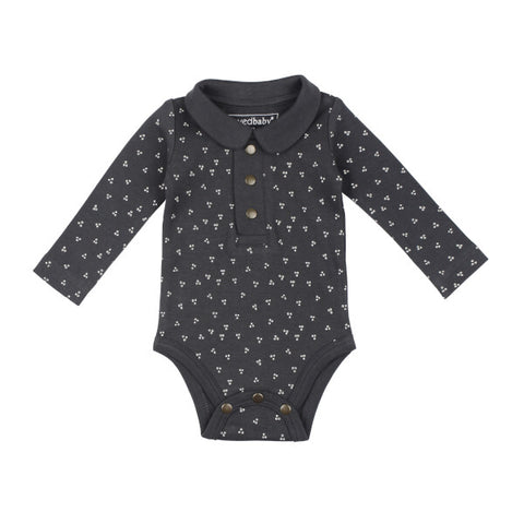 L'oved Baby - Organic Polo Bodysuit - Charcoal Dots